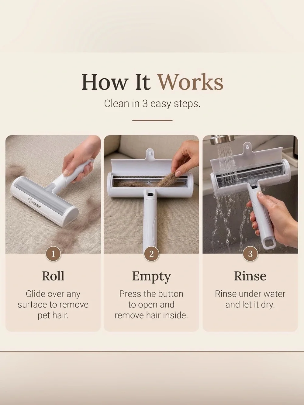 VEPAW Pet hair Remover kit for Dogs & Cats , Reusable Roller